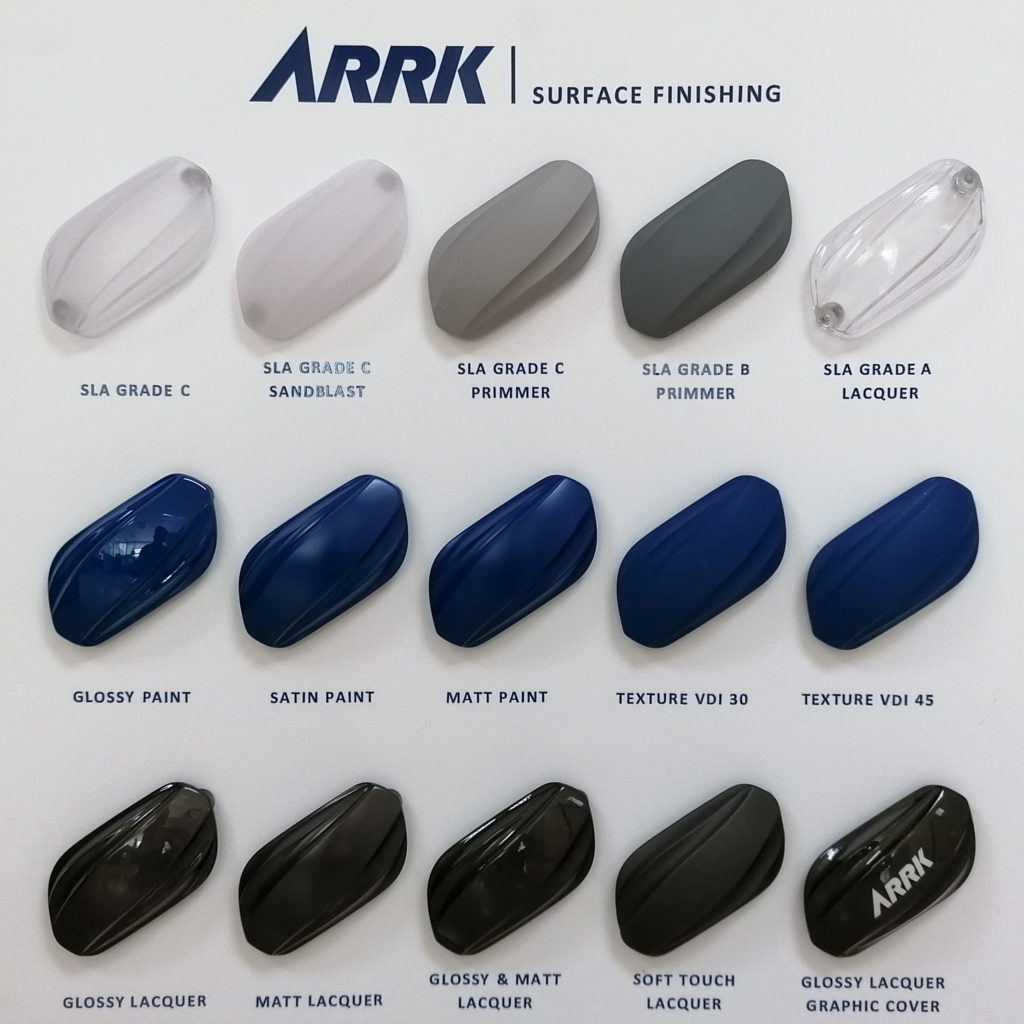 Échantillons-de-finitions-ARRK-applicables-aux-prototypes-imprimés-en-3D